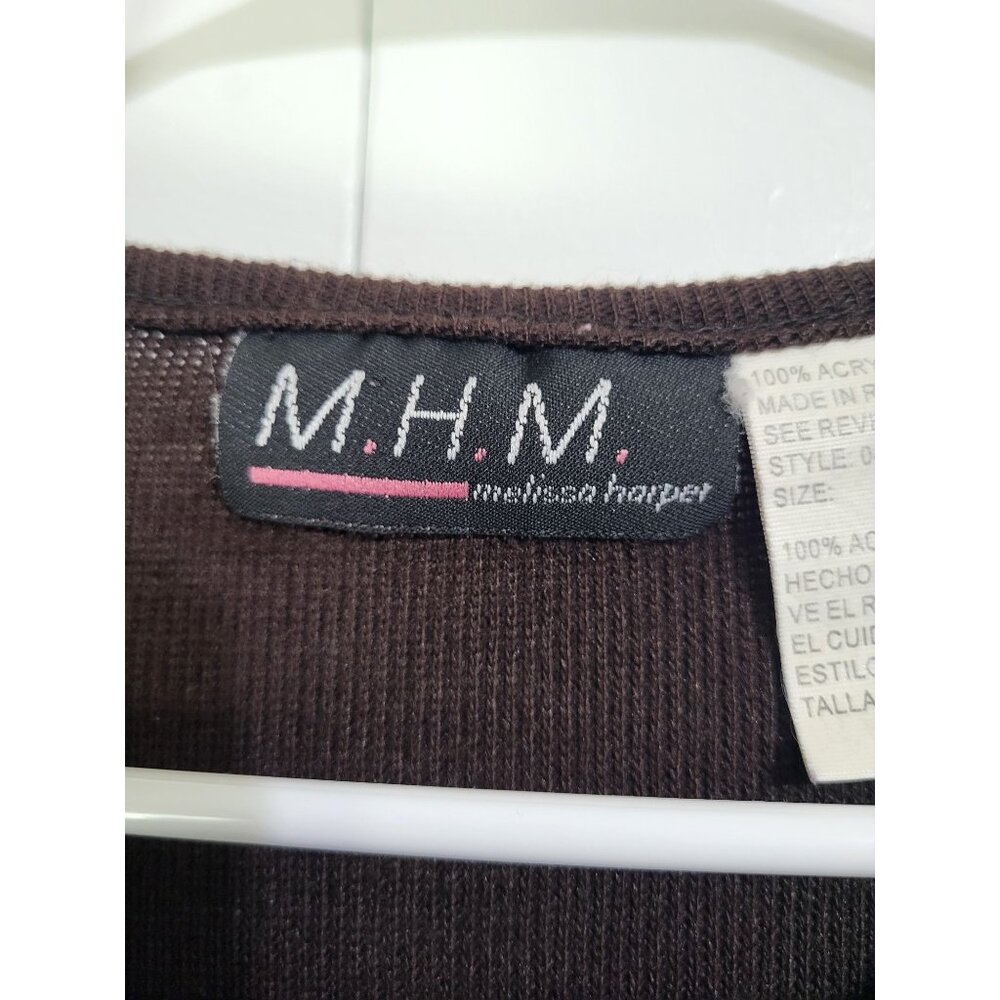 VTG MHM Melissa Harper Mock Sweater Dress Long Grunge Skater 90s Brown Black - Picture 7 of 11